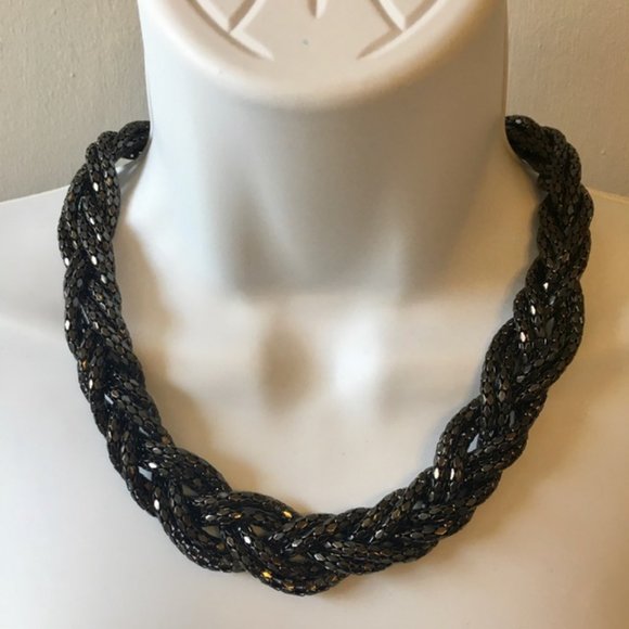 Express Jewelry - Express Gunmetal Braided Chain Chunky Necklace